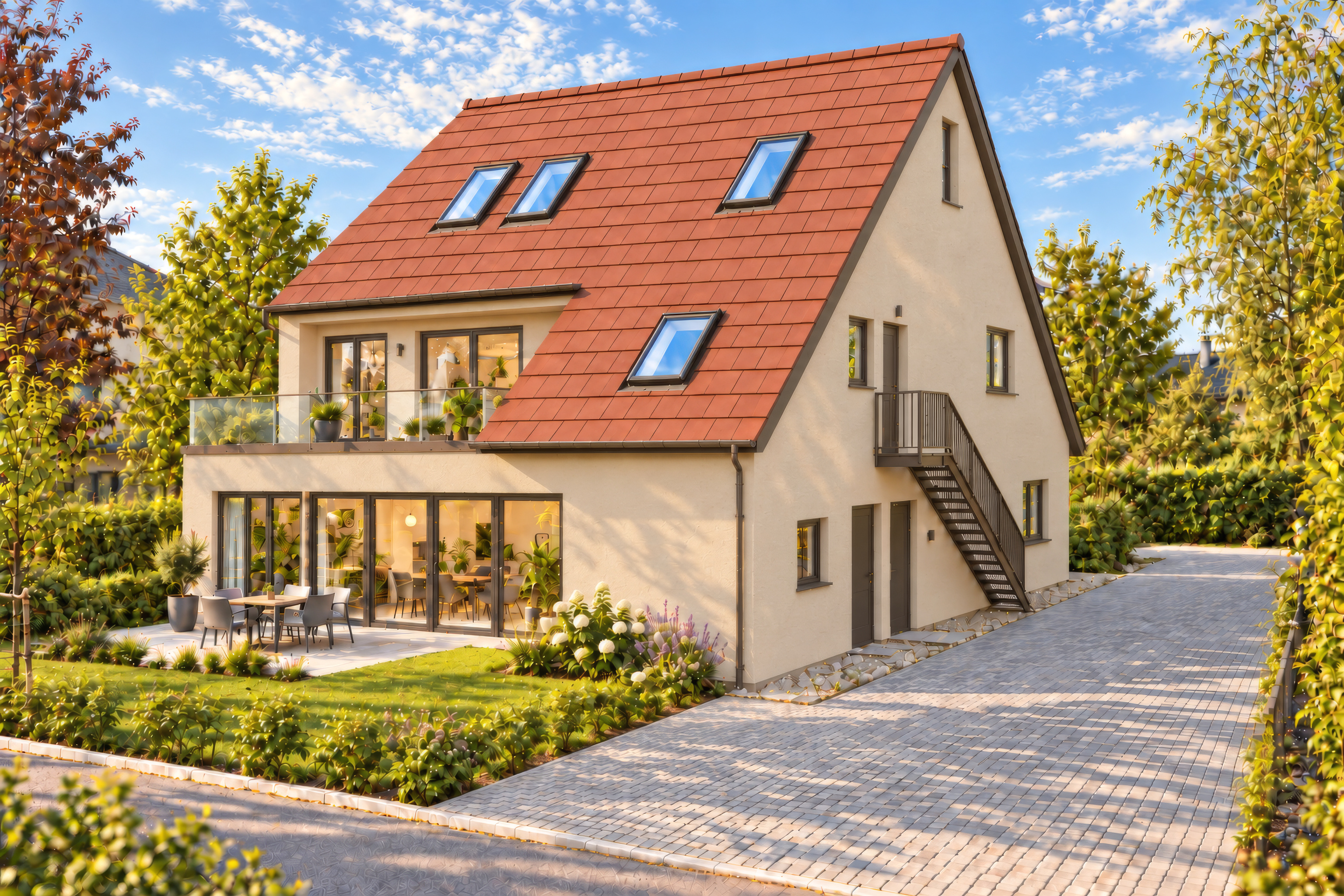 Das Zweifamilienhaus · Visualisierung und Gestaltungsvorschlag